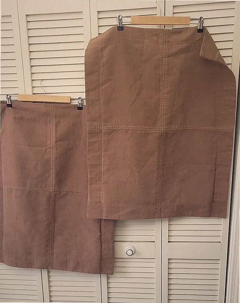 2 Pottery Barn Faux Suede Quarter patch Pillow Shams Tan