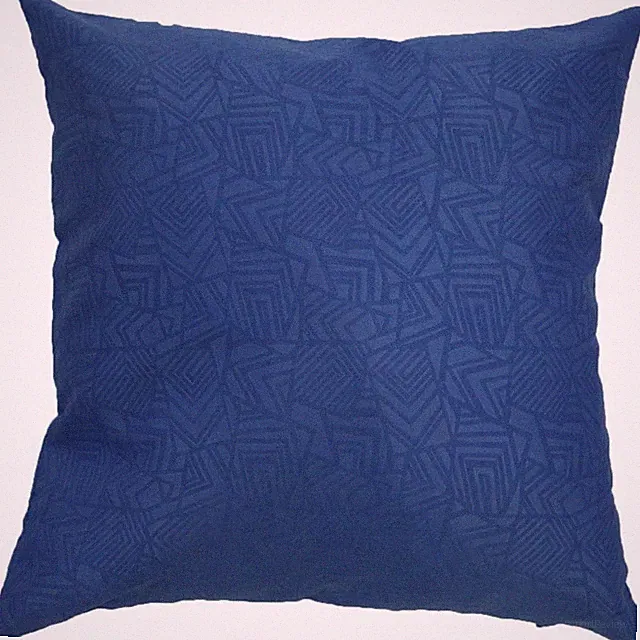 Decorative Throw Pillow Case 18x18 Blue Geometric Faux Suede 100% Polyester