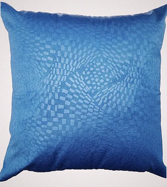 Decorative Throw Pillow Case 18x18 Faux Suede Embossed Blue