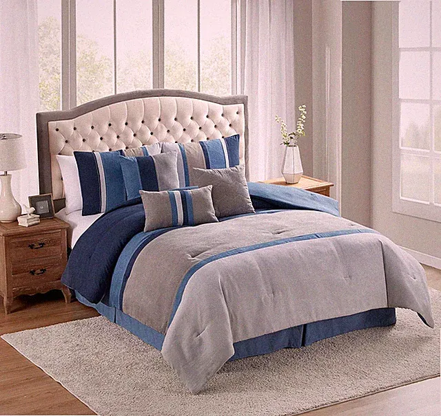 Denim Queen Comforter Set - Ultra Soft Faux Suede with Shams & Pillows