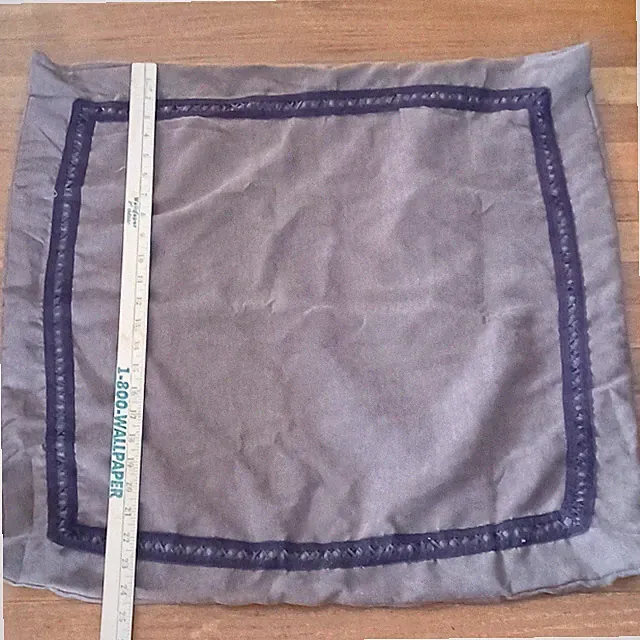 E&E Co Taupe Faux Suede Square Pillow Sham Cover 24x24 Lattice Trim Button Back