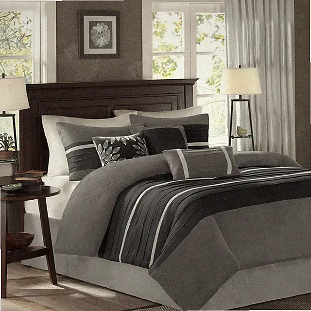 Madison Park - Palmer 7 Piece Comforter Set - Black and Gray - California King