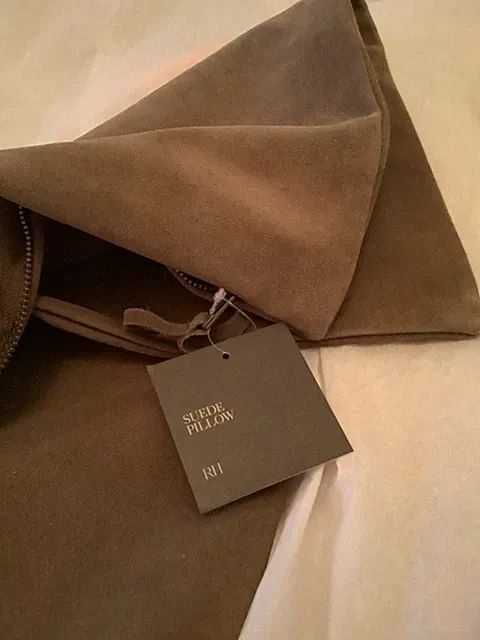NEW Restoration Hardware $289 Suede Leather Square Pillow Cover - 22”