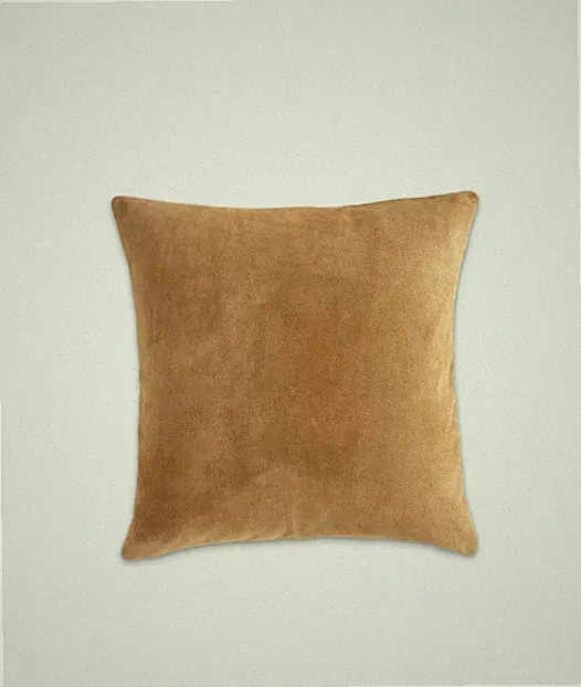 NWT QUINCE SOLID SUEDE PILLOW COVER CARAMEL 20 X 20 THROW SOFA PILLOW MSRP$59.90