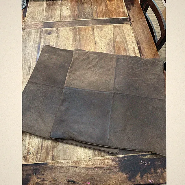 Restoration Hardware 22’ Brown 100% suede Leather Pillow Covers