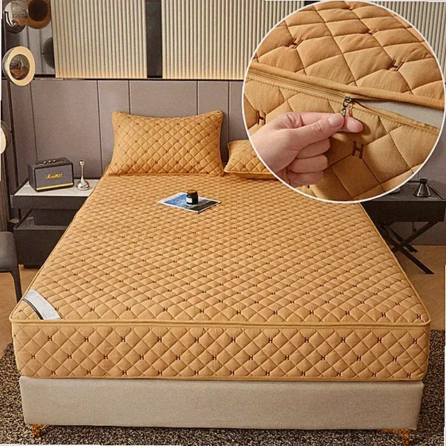 Six Sides Cotton Mattress Protector with Zipper Thick Mattress Cover Super Soft