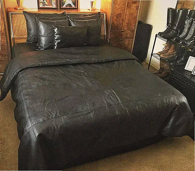 SOFT SHEEP NAPPA REAL LEATHER BED SHEET WITH TWO PILLOW COVERS