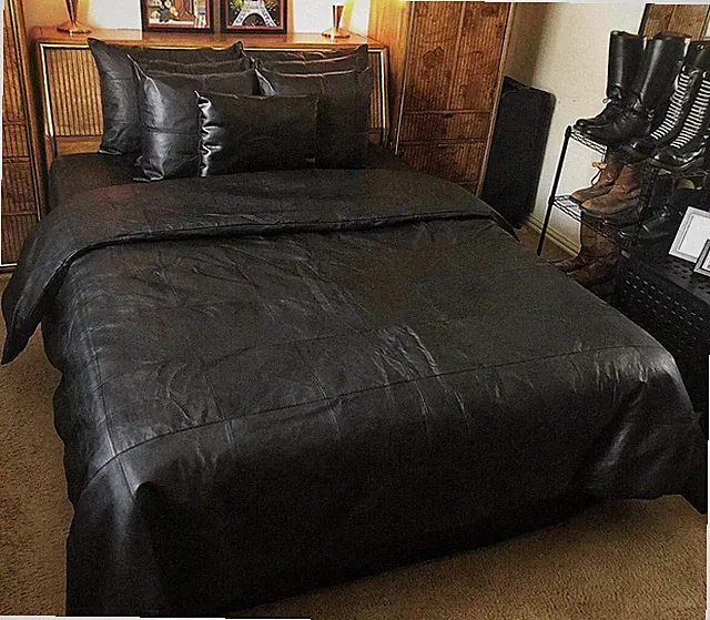 SOFT SHEEP NAPPA REAL LEATHER QUEEN SIZE BED SHEET WITH TWO PILLOWS