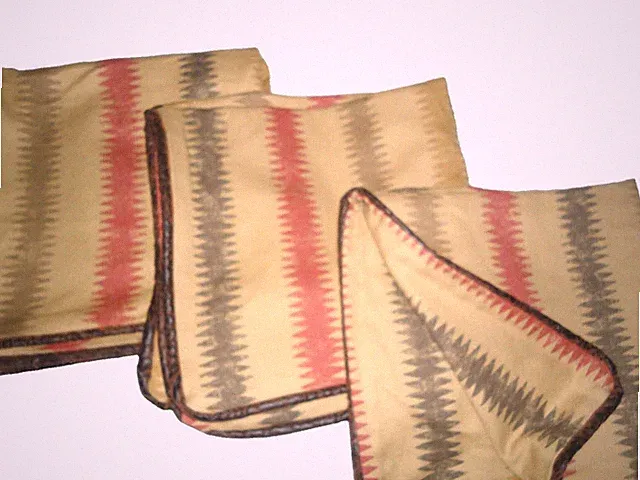 TERRACOTTA TAUPE KHAKI FAUX LEATHER TRIBAL SOUTHWESTERN (3) EURO PILLOW SHAMS
