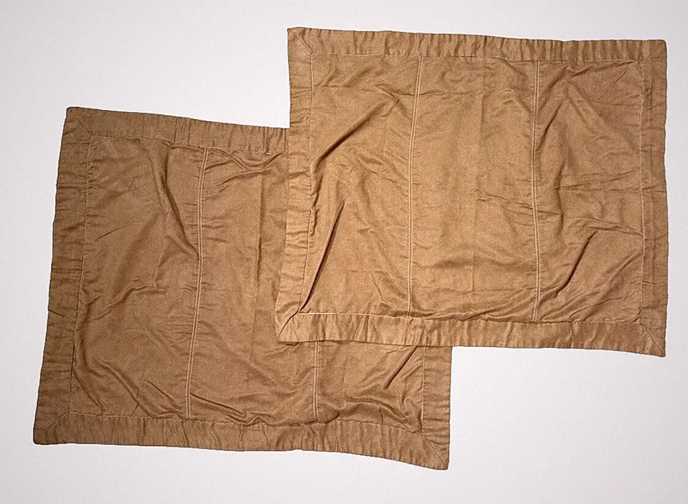 Wamsutta Vintage Faux Suede Shams Pillowcases Standard Size Brown Bedding 1990s