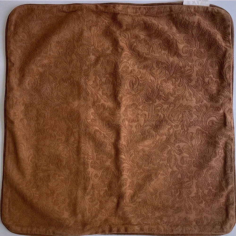 Warm Brown Leather Suede design 18x18" zippered pillow cover sham - no insert